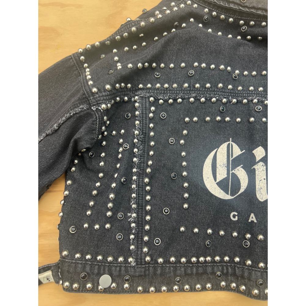 W.O.I. Today Black Studded Denim Jacket Girl Gang Cropped Punk Rock Trucker Med - Picture 6 of 8